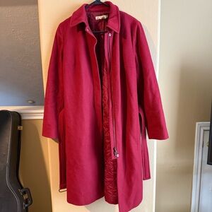 Red J Crew Wool Coat